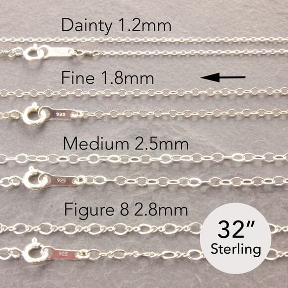 Megu's Attic Jewelry - 32” Delicate Silver Necklace, sterling silver, fine chain, dainty (46-1sf-sp)